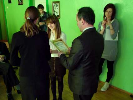 Dyplom dla Justyny Matras.