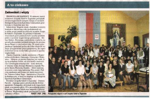 Artyku� z "Dziennika Polskiego" - 09.10.2007.