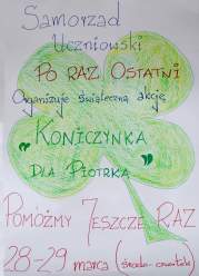 Plakat akcji :Koniczynka dla Piotrka".