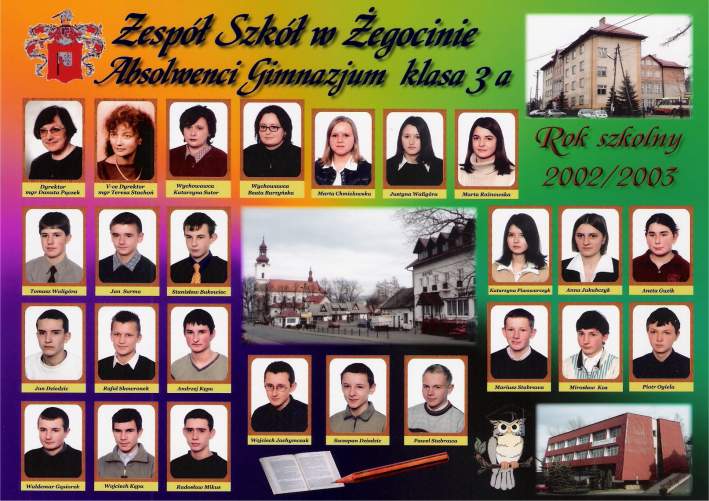 Absolwenci Gimnazjum w �egocinie - klasa III  A - 2003 r.